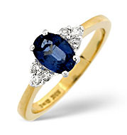 Sapphire and 0.12CT Diamond Ring 18K Yellow Gold