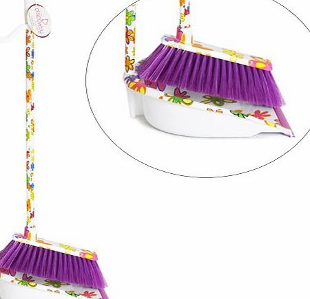 The Discovery Store Long Handled Dustpan amp; Brush Set - funky floral sweeping brush, great kitchen accessory.