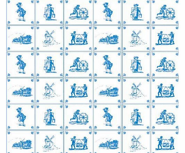 Blue Delft Tile Wallpaper