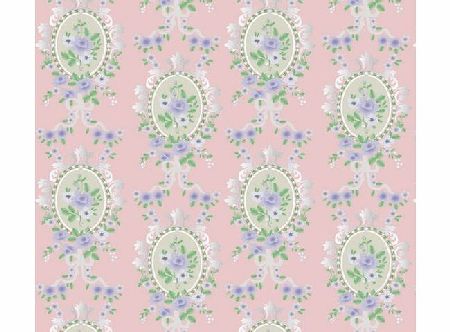 The Dolls House Emporium Pink Victorian Cameo Wallpaper