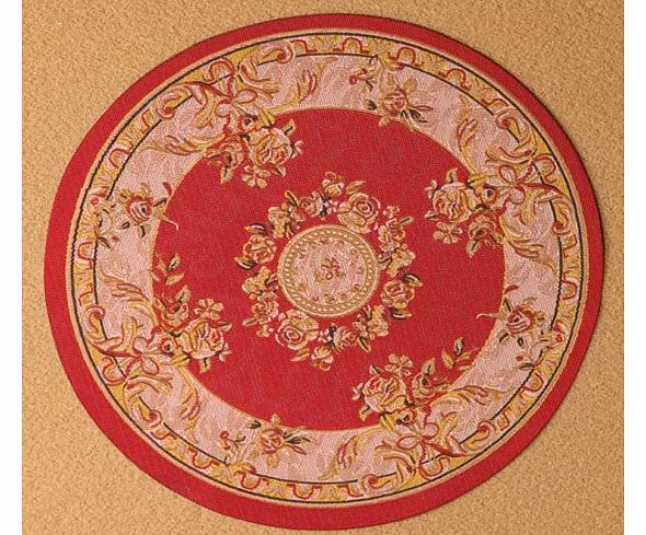 Rich Red Circular Rug