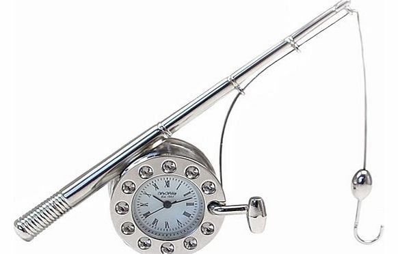 The Emporium Miniature Clocks Wm.Widdop Miniature Clock Fishing Pole - Satin Silver Finish