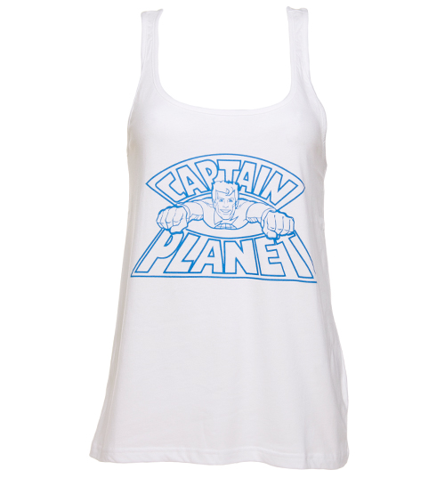 The Environmental Justice Founda Ladies White Captain Planet Logo Organic Vest