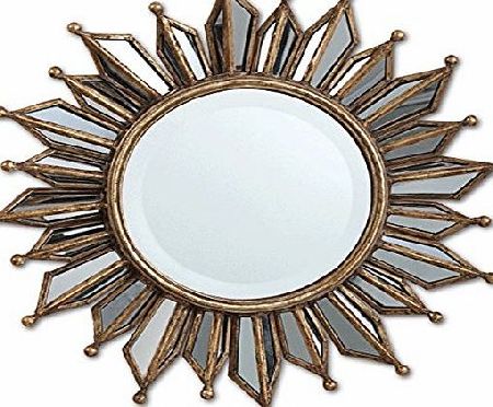 THE FARTHING Le Soleil Antiqued Sunburst Wall Mirror