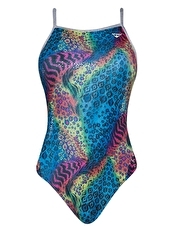 Girls Jungle Swimsuit - Blue and Pink Multi