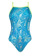 Girls Snowflake Swimsuit - Blue and Silver
