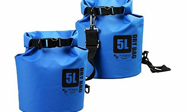 The Friendly Swede 500D PVC Tarp Dry Bag (2 Pack), Blue, 170 Oz (5 L)