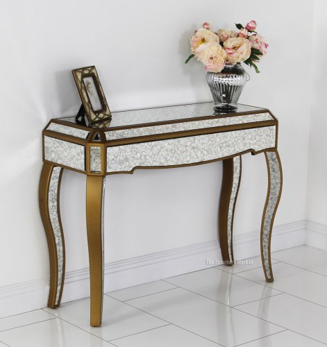 The Furniture Market Antique Venetian Mirrored Console Hall Table