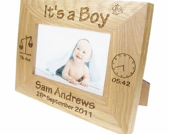 The Great Gifts Company Newborn Baby Boy Gift, Personalised Engraved Oak Photo Frame, New Baby Photo Frames, New Baby Gifts, Baby Boy Gifts