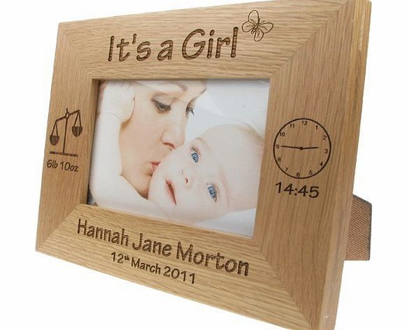 The Great Gifts Company Newborn Baby Girl Gift, Personalised Engraved Oak Photo Frame, New Baby Photo Frames, New Baby Gifts, Baby Girl Gifts