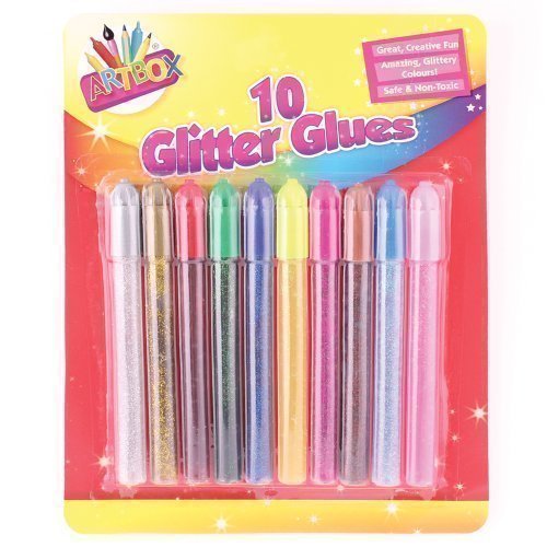 The Home Fusion Company 10 x Childrens Kids Glitter Glue Art Craft Pens! Gold Silver Red Green Pink Blue  