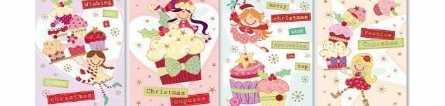 The Home Fusion Company 35 x Small Cute Kids Christmas Xmas Cards Fairy Cupcake Penguin Snowman Santa (Fairy amp; Cupcakes)