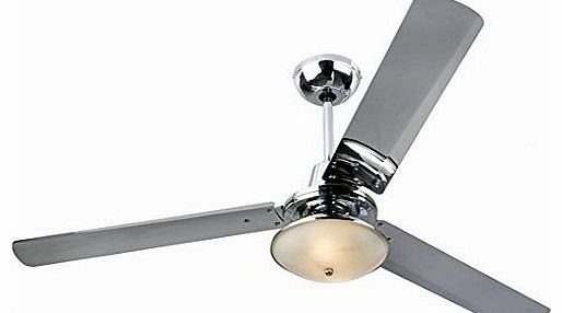 The Home Garden Store MODERN CHROME EFFECT 56 INCH CEILING FAN WITH LIGHT 