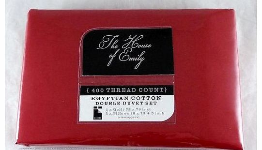 400 TC Egyptian Cotton Percale Double Bed Size Duvet Cover + 2 x Pillowcases Bedding Set - Red