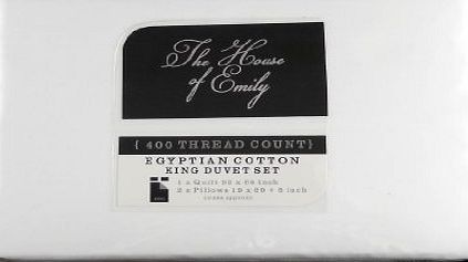 The House Of Emily 400 TC Plain White Egyptian Cotton Percale King Size Duvet Cover   2 x Pillowcases Bedding Set