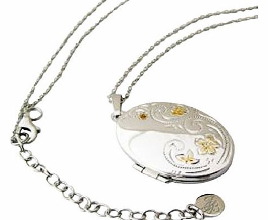 The Irish Store - Irish Gifts from Ireland Irish Designer Jean Butler Locket Engraved Wild Flowers Gold Toning