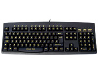 THE KEYBOARD COMPANY Large yellow print black keyboard USB and PS/2