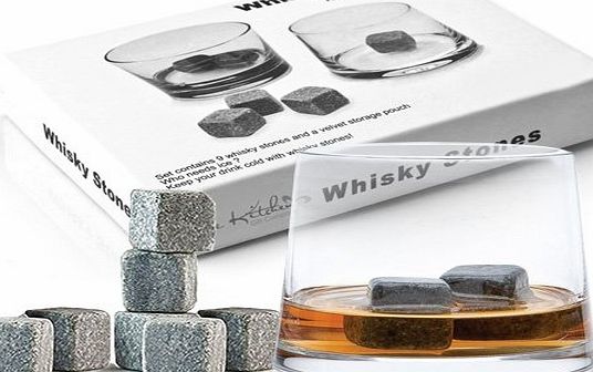 The Kitchen Gift Company 9pcs/set of Whiskey / Drinks Stones Boxed With Velvet bag - Great Bar Gifts & Gadgets From The K