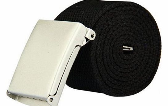 Mens Plain Webbing Canvas Belt Will Fit 32 To 52 Inch - Black Designed By Leather Emporium