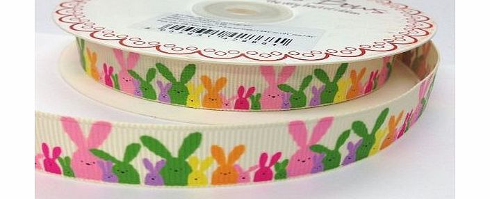 The Little Button Shop Ribbon 3M Easter Bunny Rabbit Ribbon. Decorative Ribbon For Gift Wrapping, Card Making, Crafts and Scrapbooking.
