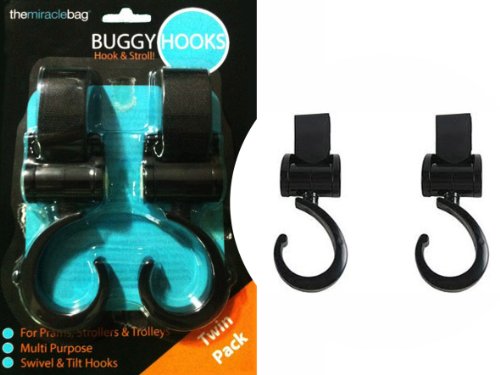  - BUGGY PUSHCHAIR STROLLER HOOKS - TWIN PACK