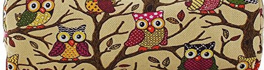 The Olive House Scarves Cream Beige Owl Design Canvas Pencil Case Make-up Brushes