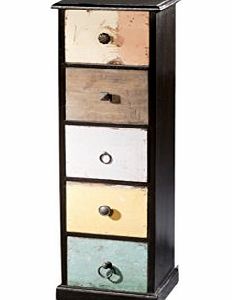 The One Reclaimed Solid Wood 5 Drawer DVD Cabinet / Portobello Reclaimed and Mango Wood 5 Drawer DVD Cabinet - Living Room Furniture