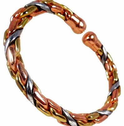 The Online Bazaar Magnetic Copper, Brass and Aluminium Heavy Rope Bracelet MCB036