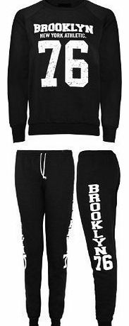 The Orange Tags New Ladies Brooklyn Tracksuit Jogging Bottoms Womens Sweatshirt Top Black ML