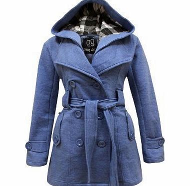 The Orange Tags The Orange Tag Womens Belted Button Coat New Ladies Hooded Military Jacket Denim 8