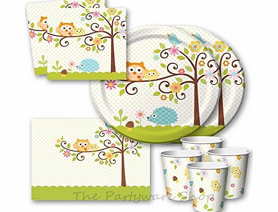 The Partyware Shop Happi Tree Baby Shower Party Tableware Pack for 16