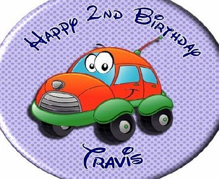 The Personalised Party Company Boys Personalised Car Happy Birthday Pin Badge N2