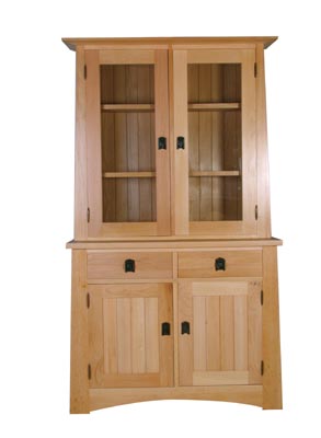 The Pine Factory BOOKCASE GLAZED 3FT 6IN BEECH