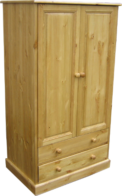 The Pine Factory CHILDS 2 DOOR PINE WARDROBE WITH 2 DRAWERS