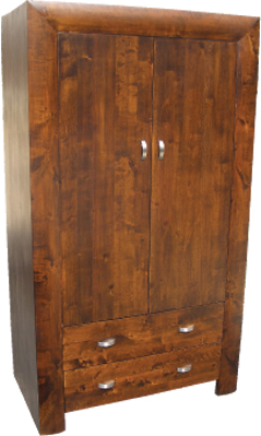 CONVEX DOUBLE PINE WARDROBE WITH DRAWERS
