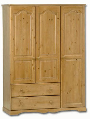 The Pine Factory CORNWALL TRIPLE PINE WARDROBE WITH 2 DRAWERS