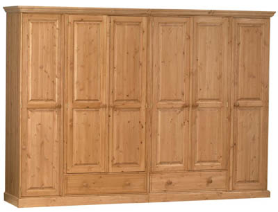 The Pine Factory EXTRA LARGE 6 DOOR / 2 DRAWER SOLID PINE WARDROBE