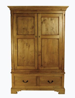 The Pine Factory GEORGIAN DOUBLE PINE WARDROBE WITH 2 DRAWERS