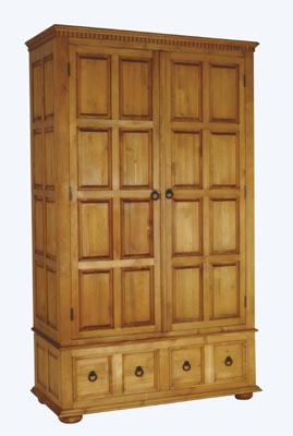 The Pine Factory LARGE 2 DOOR CATALAN PINE WARDROBE