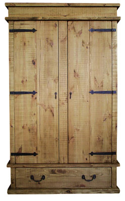 The Pine Factory LARGE ROUGH SAWN DOUBLE PINE WARDROBE