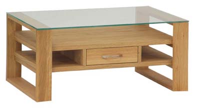 OAK COFFEE TABLE WITH DRAWERS SPACE