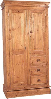 The Pine Factory ROMNEY TRADITIONAL PINE WARDROBE WITH 3 DRAWERS