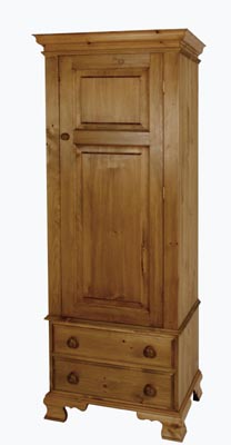 The Pine Factory SINGLE DOOR PINE WARDROBE WITH 2 DRAWERS
