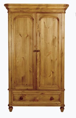 VICTORIAN DOUBLE PINE WARDROBE WITH DRAWER