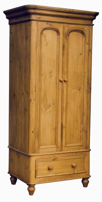 The Pine Factory VICTORIAN SINGLE PINE WARDROBE WITH DRAWER
