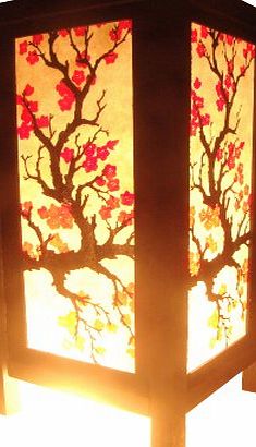 The Promise Thai Lanna Lamp Thai Vintage Handmade Asian Oriental Japanese Sakura Flower Bedside Table Light or Floor Wood Paper Lamp Shades Home Bedroom Garden Decor Modern Design from Thailand