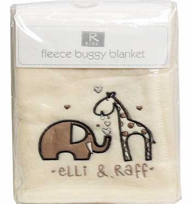 Embroidered Fleece Elephant Giraffe Buggy Throw Blanket 70cm X 90cm