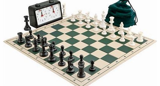 Complete Tournament Folding Chess Set Green
