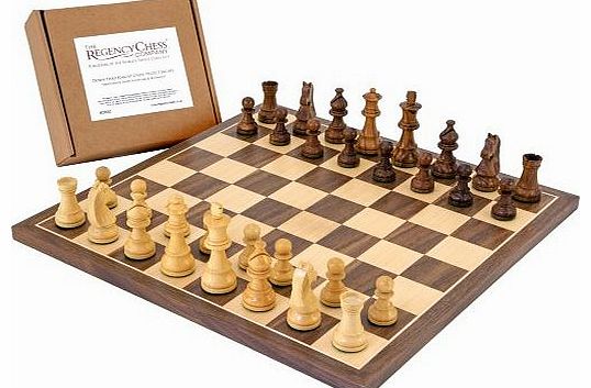 The Regency Chess Company Down Head Knight Sheesham Chessmen with 13.75 Inch Walnut Board