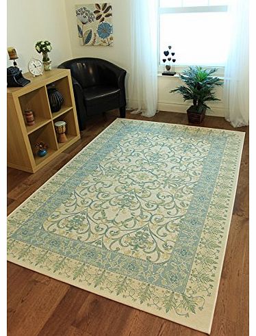 The Rug House Bella Luxurious Green, Beige & Gold Shabby Chic Jute Style Rugs